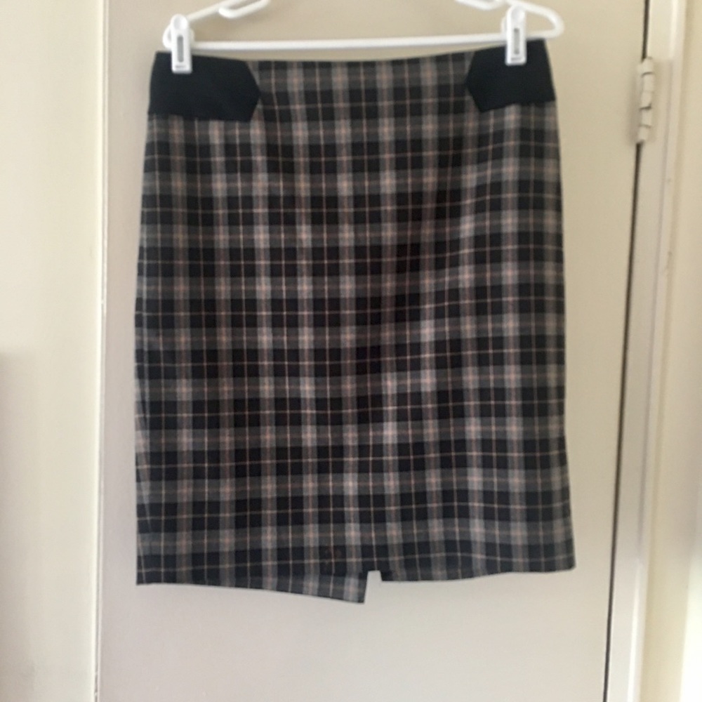 Limited brown and black plaid skirt